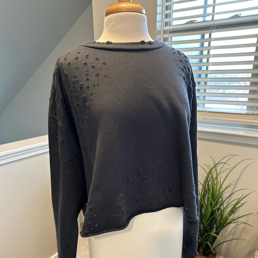 Alo Distressed Cropped Crew Neck